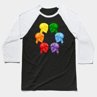 Artsy Rainbow Skulls in Love Baseball T-Shirt